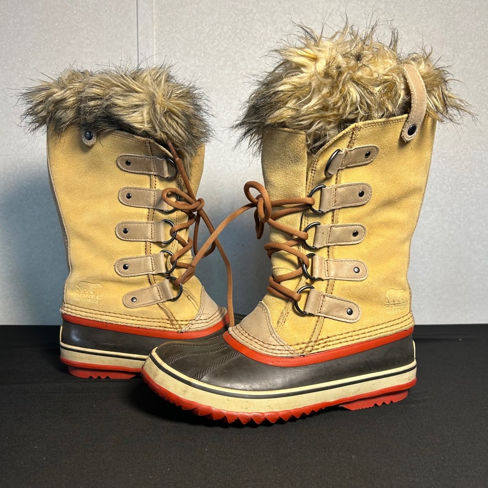 Sorel Womens Joan Of Arctic Sample Waterproof Suede Lace up faux fur trim boots